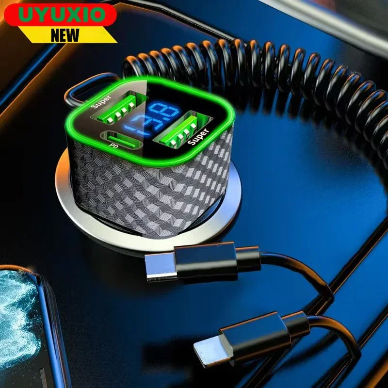 محول شاحن سيارة وكابل زنبركي